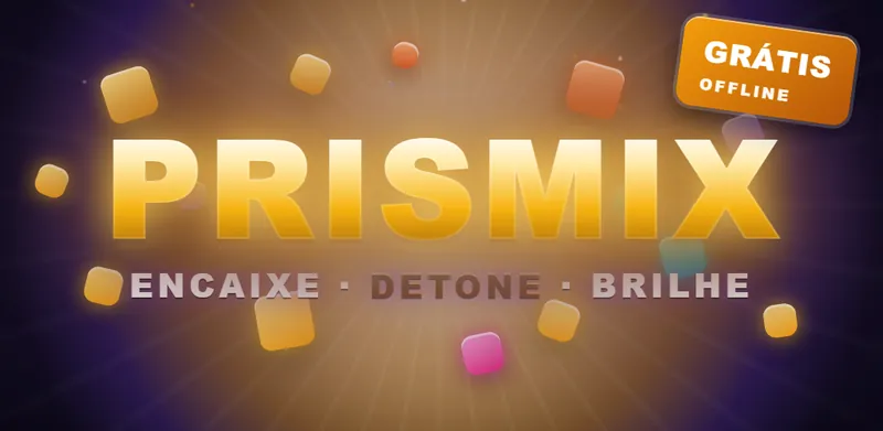 Arte do PRISMIX: o nome em letras douradas com blocos coloridos